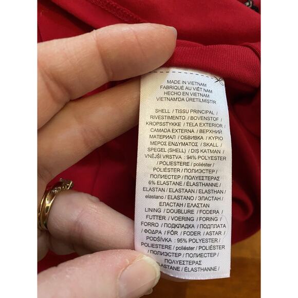 NEW Lauren Ralph Lauren Womens 4 Red Paisley Ruched Knee Length Stretch Lined - Picture 10 of 11